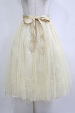 画像1: axes femme POETIQUE / リボン付レース×チュールスカート M イエロー H-26-02-21-032-AX-SK-NS-ZH