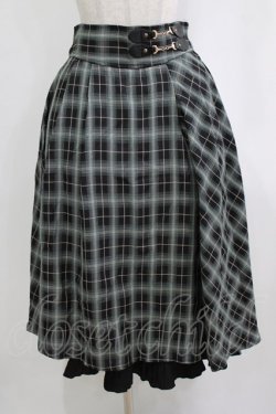 画像1: axes femme / 裾プリーツチェック柄スカート M グリーン H-26-02-21-035-AX-SK-NS-ZH