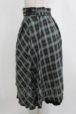 画像2: axes femme / 裾プリーツチェック柄スカート M グリーン H-26-02-21-035-AX-SK-NS-ZH