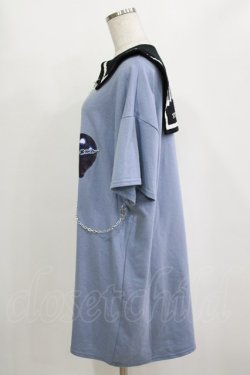 画像2: NOEMIE / 病みくまWチェーンユニセックスミニ裏毛チュニック M ブルー H-26-02-21-041-LO-TO-NS-ZH