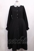 m petit by misako / AM*レースエリプリーツワンピース L ブラック H-26-02-21-1001-LO-OP-NS-ZH