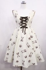 Ank Rouge / カトラリー柄ジャンパースカート M オフ H-26-02-21-1005-CA-OP-NS-ZH