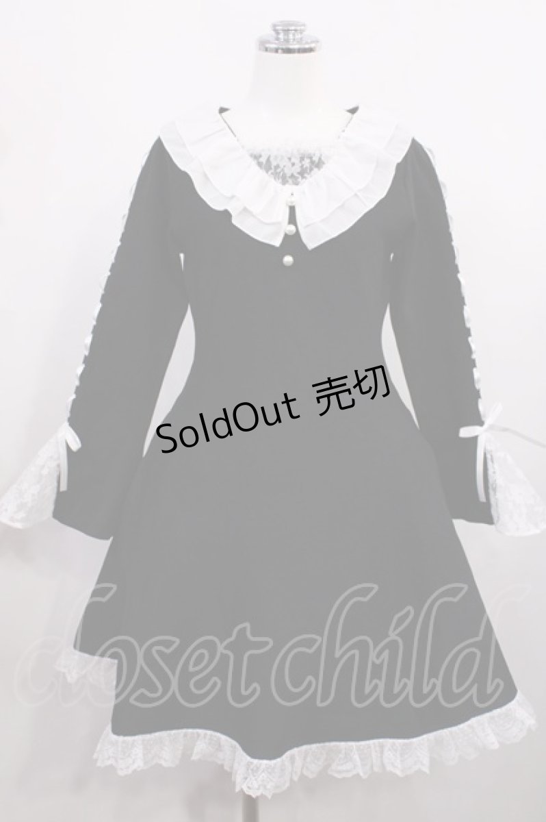 画像1: mellfy memory / Precious memories flare ニットワンピース M ブラック H-26-02-21-1007-0-OP-NS-ZH (1)