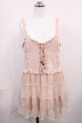 LIZ LISA / レースアップワンピース Free ピンク H-26-02-21-1009-LO-OP-NS-ZH