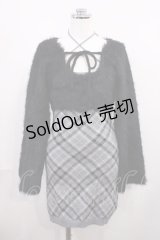 Bubbles / チェックシャギーカーデワンピース M グレー H-26-02-21-1010-CA-OP-NS-ZH