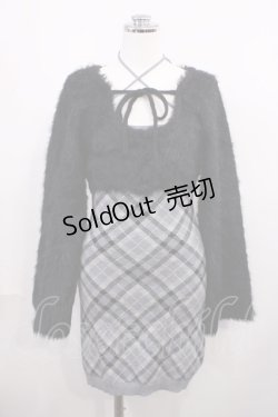 画像1: Bubbles / チェックシャギーカーデワンピース M グレー H-26-02-21-1010-CA-OP-NS-ZH