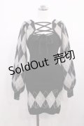 Bubbles / レースアップアーガイルワンピース M ブラック H-26-02-21-1011-CA-OP-NS-ZH