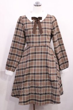 画像1: Amavel / チェックワンピース Free ベージュ H-26-02-21-1002-CA-OP-NS-ZH