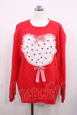 画像1: Nile Perch / オーガンジーモチーフ BIGトレーナー FREE レッド H-26-02-21-1026-LO-TO-YZ-ZH