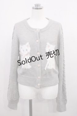 画像1: Honey Cinnamon / twins catsジャガードニットカーディガン Free グレー H-26-02-21-1030-LO-TO-NS-ZH