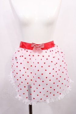 画像1: Nile Perch / オーガンジーフリルエプロン  ピンク×レッド H-26-02-21-1032-LO-OP-YZ-ZH