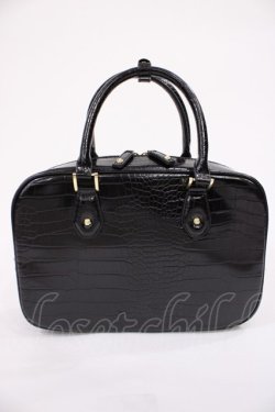 画像2: Maison de FLEUR / クロコ型押しバッグ  ブラック H-26-02-21-1034-LO-BG-YZ-ZH
