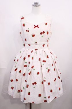 画像1: Ank Rouge / LacyCherryberryウエスト切替ジャンパースカート M オフ/ピンク H-26-02-21-1004-CA-OP-NS-ZH