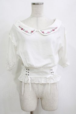 画像1: axes femme POETIQUE / バラ刺繍オフショルブラウス M オフ H-26-02-21-048-AX-BL-NS-ZH