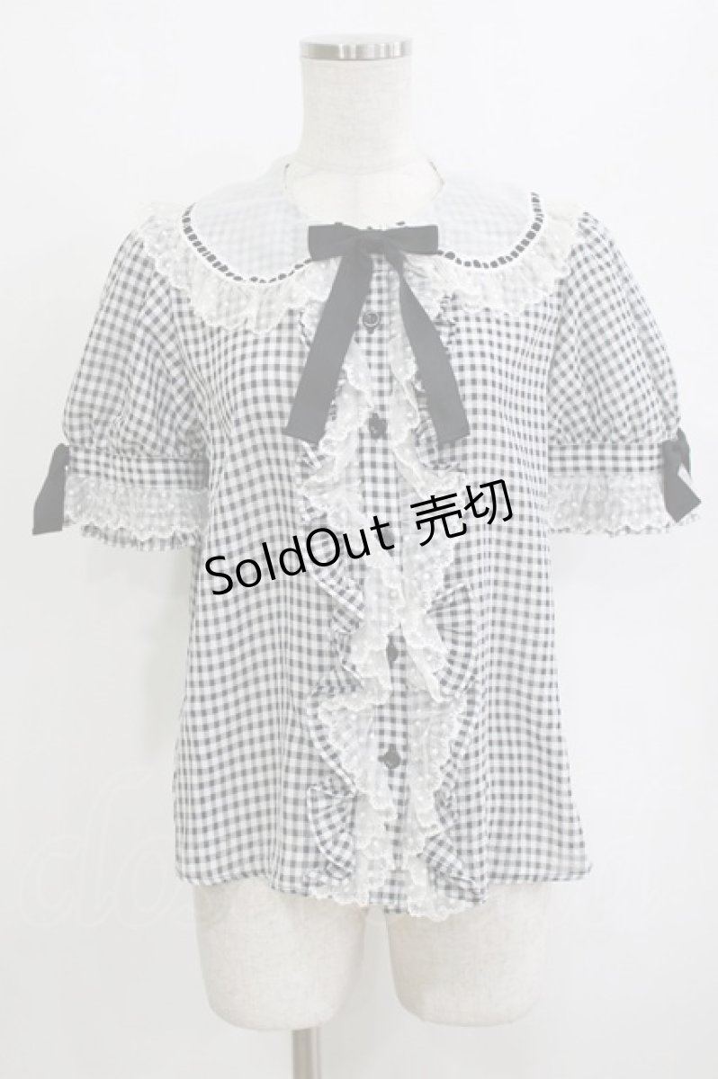 画像1: Angelic Pretty / ギンガムはしごレースブラウス Free ブラック H-26-02-21-057-AP-BL-NS-ZH (1)