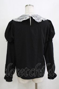 画像3: NOEMIE / レース配色姫スリーブブラウス M ブラック/オフ H-26-02-21-058-LO-BL-NS-ZH