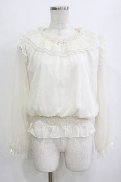 画像1: axes femme POETIQUE / 巻き薔薇シフォンブラウス M オフ H-26-02-21-061-AX-BL-NS-ZH