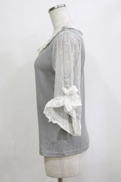 画像2: axes femme / レース×リボン袖プルオーバー M グレー H-26-02-21-062-AX-TO-NS-ZH