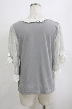 画像3: axes femme / レース×リボン袖プルオーバー M グレー H-26-02-21-062-AX-TO-NS-ZH