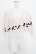 axes femme / 透かし編みニットカーデ M ピンク H-26-02-21-063-AX-TO-NS-ZH