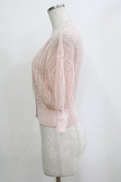 画像2: axes femme / 透かし編みニットカーデ M ピンク H-26-02-21-063-AX-TO-NS-ZH