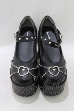 画像1: majoretty / エナメル厚底シューズ L ブラック H-26-02-21-083-GO-SH-NS-ZH