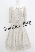 Innocent World / 英国調ストライプワンピース L カフェオレ×ショコラ/Cafe au lait×Chocolat H-26-02-21-013-IW-OP-NS-ZH