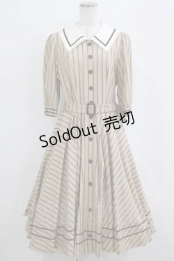 画像1: Innocent World / 英国調ストライプワンピース L カフェオレ×ショコラ/Cafe au lait×Chocolat H-26-02-21-013-IW-OP-NS-ZH