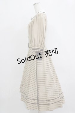 画像2: Innocent World / 英国調ストライプワンピース L カフェオレ×ショコラ/Cafe au lait×Chocolat H-26-02-21-013-IW-OP-NS-ZH