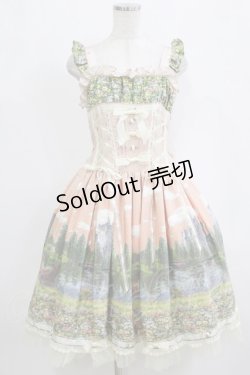 画像1: BABY,THE STARS SHINE BRIGHT / 追憶の鏡の中のLabyrinth柄シャーロットジャンパースカート Free オレンジ H-26-02-21-002-BA-OP-NS-ZH