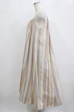 画像2: axes femme / マルチストライプキャミワンピース M ベージュ H-26-02-21-019-AX-OP-NS-ZH