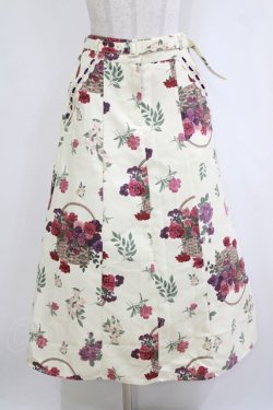 画像1: axes femme / バスケットブーケ柄スカート M オフ H-26-02-21-021-AX-SK-NS-ZH