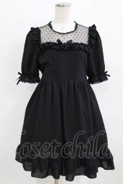 画像1: DearMyLove / ドットチュールヨークフリルワンピース M ブラック H-26-02-22-022-EL-OP-NS-ZH