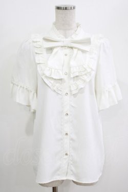 画像1: axes femme / リボン付フリルブラウス M オフ H-26-02-22-044-AX-BL-NS-ZH