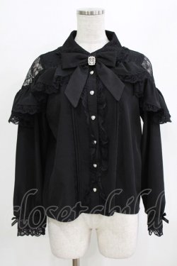 画像1: NOEMIE / レースラッフルオープンショルダーブラウス M ブラック H-26-02-22-050-LO-BL-NS-ZH