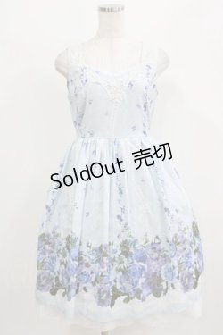 画像1: axes femme / 転写風パネル花柄ワンピース M サックス H-26-02-22-005-AX-OP-NS-ZH