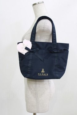 画像1: m petit by misako / AM*リボンランチトート  ネイビー H-26-02-22-057-LO-BG-NS-ZH