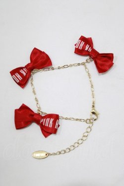 画像1: PINK HOUSE / ロゴリボンブレスレット  レッド H-26-02-22-070-LO-AC-NS-ZH