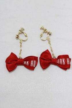 画像1: PINK HOUSE / ロゴリボンイヤリング  レッド H-26-02-22-071-LO-AC-NS-ZH