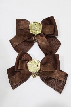 画像2: Amavel / Fancy Cookieダブルリボンクリップ  ブラウン H-26-02-22-074-CA-AC-NS-ZH
