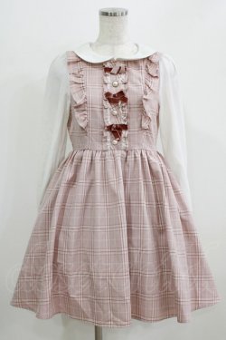 画像1: Ank Rouge / フロントリボンチェックワンピース M ピンク H-26-02-22-017-CA-OP-NS-ZH