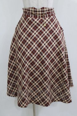 画像1: F&A / コインチェーン使いバイアスチェックフレアースカート Free BORDEAUX×BEIGE H-26-02-23-025-LO-SK-NS-ZH