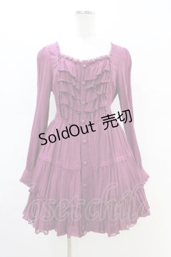 画像1: ALGONQUINS / フロントボタンフリルワンピース F ワイン H-26-02-23-1045-AL-OP-AK-ZH