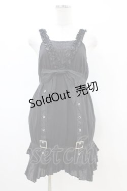 画像1: ALGONQUINS / ベルトキャミワンピース F 黒 H-26-02-23-1049-AL-OP-AK-ZH