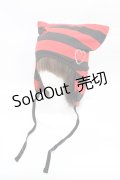 ACDC RAG / WING HEART ネコミミハット  ブラック×レッドボーダー H-26-02-23-1005-PU-AC-KB-ZH