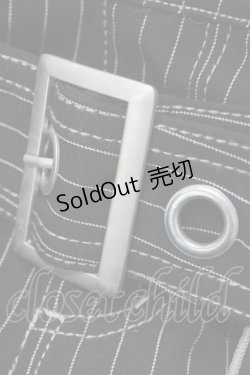 画像3: ALGONQUINS / ベルト付きストライプフリルスカート F 黒 H-26-02-23-1054-AL-SK-AK-ZH