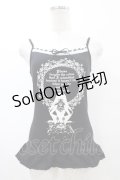 PEACE NOW / プリントフリルキャミソール M 黒 H-26-02-23-1056-PU-TO-AK-ZH