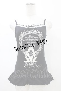画像1: PEACE NOW / プリントフリルキャミソール M 黒 H-26-02-23-1056-PU-TO-AK-ZH