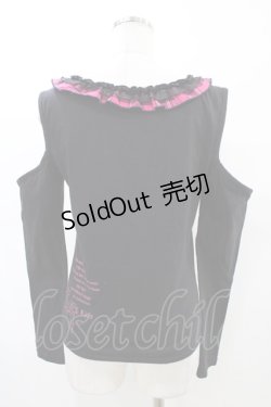 画像2: h.Jelly HONEY / レースアッププリントカットソー  黒×ピンク H-26-02-23-1057-HN-TO-AK-ZH