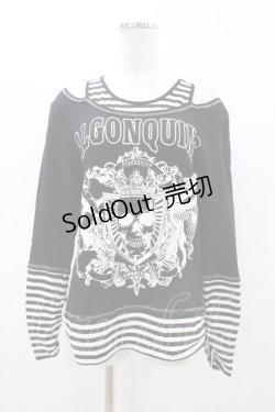 画像1: ALGONQUINS / レイヤード風プリントカットソー F 黒×白 H-26-02-23-1058-AL-TO-AK-ZH